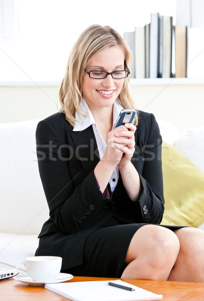 Ziemlich Geschäftsfrau Mobiltelefon Sitzung Stock foto © wavebreak_media