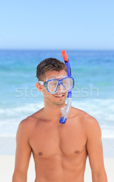 男子 面膜 海灘 身體 棕櫚 乳房 商業照片 © wavebreak_media