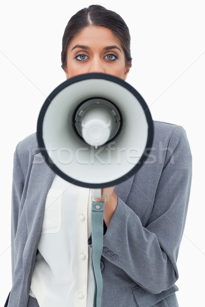 Femme d'affaires mégaphone blanche affaires Scream travailleur [[stock_photo]] © wavebreak_media