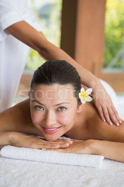 Foto stock: Morena · pacífico · massagem · sorridente · câmera