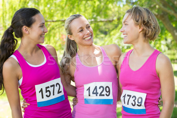 Stock foto: Lächelnd · Frauen · läuft · Brustkrebs · Bewusstsein