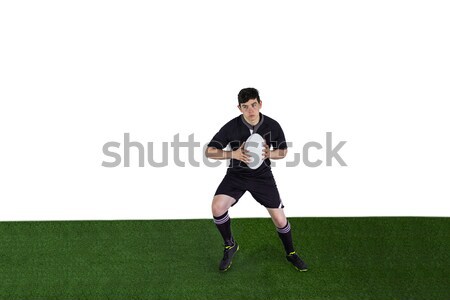 Stockfoto: Rugby · speler · lopen · witte · sport