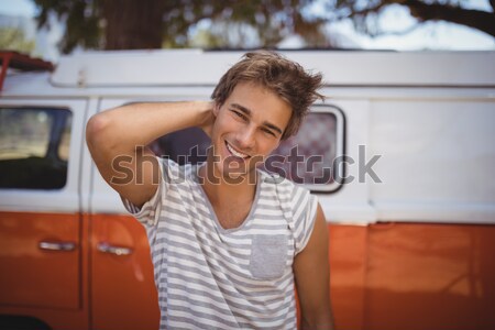 Stock photo: Portrait of happy man in van
