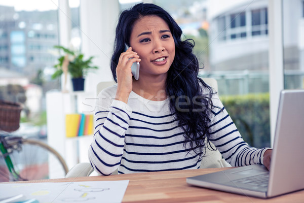 Ziemlich asian Frau Telefon rufen Büro Business Stock foto © wavebreak_media