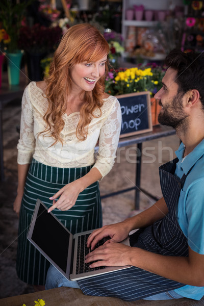 Glücklich Paar mit Laptop Blumenladen Business Computer Stock foto © wavebreak_media
