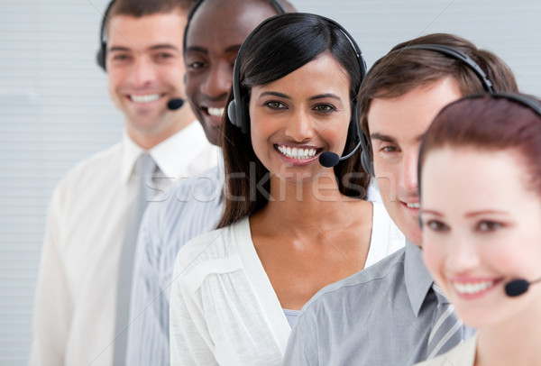 [[stock_photo]]: Service · clients · permanent · ligne · casque · ordinateur