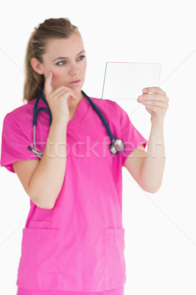 Arzt nachdenklich halten Wange Glas Krankenschwester Stock foto © wavebreak_media