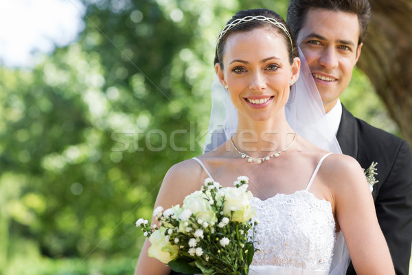 Sonriendo novia novio jardín retrato pie Foto stock © wavebreak_media