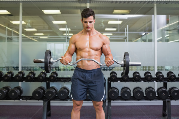 Sin camisa muscular hombre barra con pesas gimnasio Foto stock © wavebreak_media