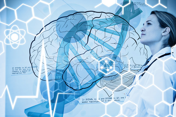 Stockfoto: Afbeelding · arts · raadpleging · hersenen · interface