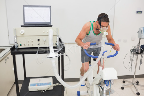 Stockfoto: Man · fitness · test · oefening · fiets · medische