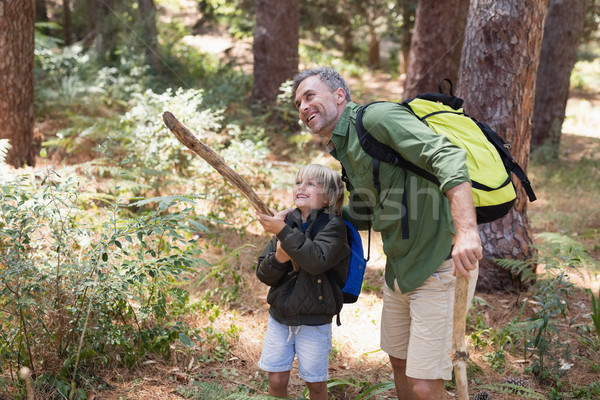 Father and son enjoying nature while hiking in forest Stock photo © wavebreak_media