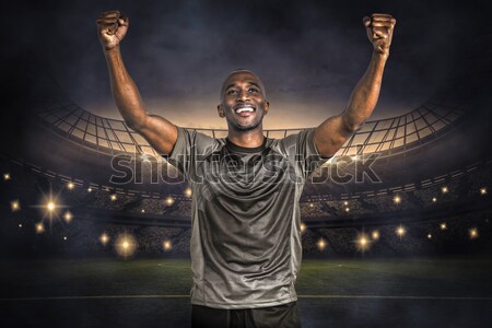 Composite image of happy rugby player punching the air Stock photo © wavebreak_media