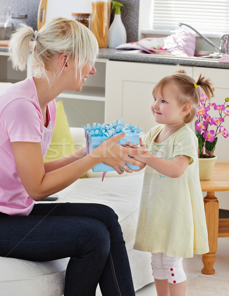 Femme surprise fille salon famille fille [[stock_photo]] © wavebreak_media