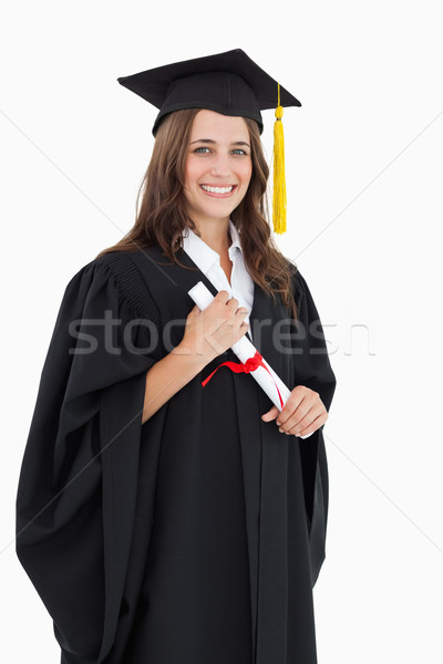 Frau lächelnd Aussehen vorwärts Kamera Bildung Stock foto © wavebreak_media