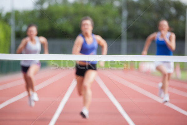 Stock foto: Athleten · racing · Ziellinie · weiblichen · Länge · Bereich