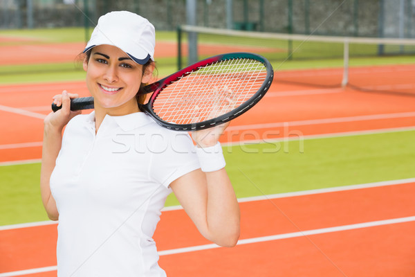 Stock fotó: Csinos · teniszező · mosolyog · kamera · napos · idő · sport