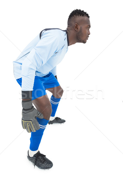 Oldalnézet koncentrált gól teljes alakos futball kék Stock fotó © wavebreak_media