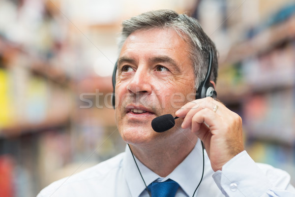 [[stock_photo]]: Entrepôt · gestionnaire · casque · homme · industrie