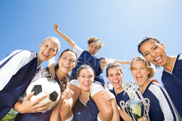 Bastante futebol jogadores sorridente câmera Foto stock © wavebreak_media