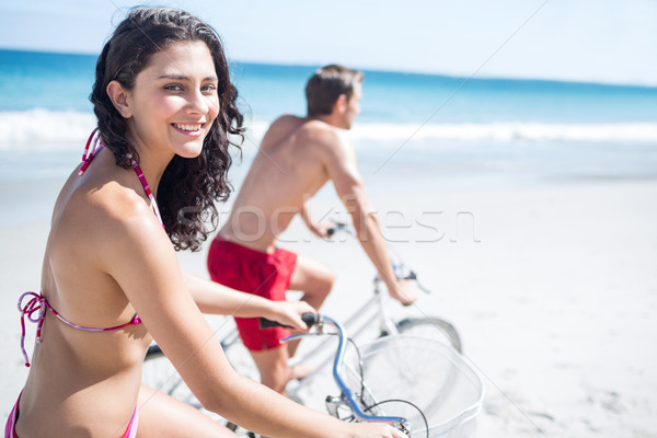 Glücklich Paar Fahrrad Frau Sommer Spaß Stock foto © wavebreak_media