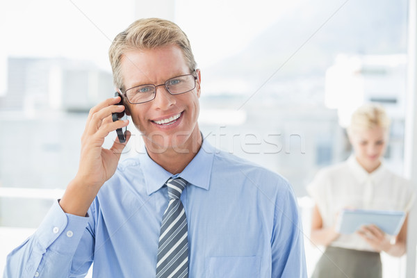 [[stock_photo]]: Affaires · coup · de · téléphone · collègue · bureau · femme · homme