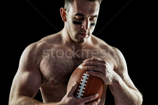 Foto stock: Sin · camisa · americano · futbolista · pelota · negro · deporte