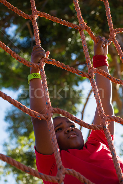 мальчика скалолазания чистой подготовки загрузка Сток-фото © wavebreak_media