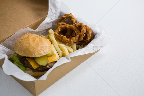 Burger oignon anneaux frites françaises boîte [[stock_photo]] © wavebreak_media