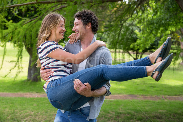 Foto stock: Marido · esposa · parque · hierba · verano