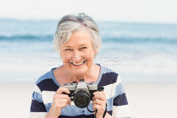 Stockfoto: Senior · vrouw · foto · gelukkig