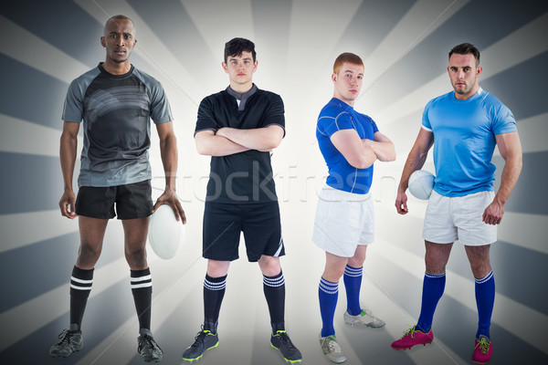 Stockfoto: Afbeelding · taai · rugby · spelers · lineair