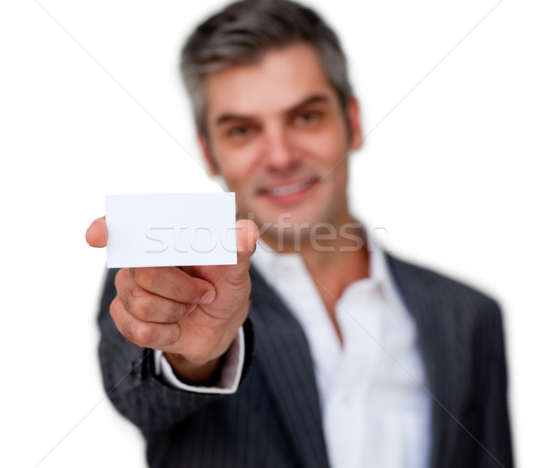 Foto stock: Positivo · empresário · branco · cartão · negócio