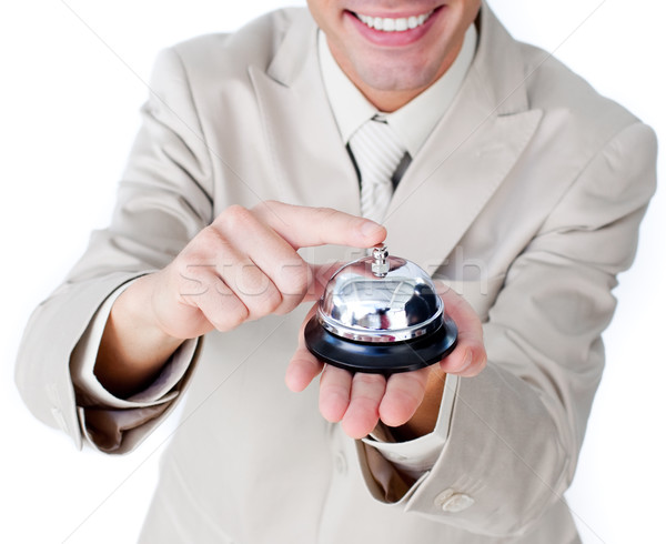 Close-up of a smiling businessman using a service bell  Stock photo © wavebreak_media