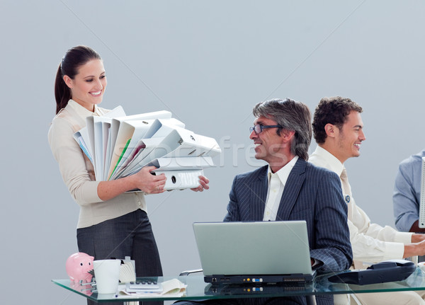 Foto stock: Bastante · empresária · colega