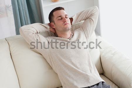 Mann Bett wach entspannenden Liebe sexy Stock foto © wavebreak_media