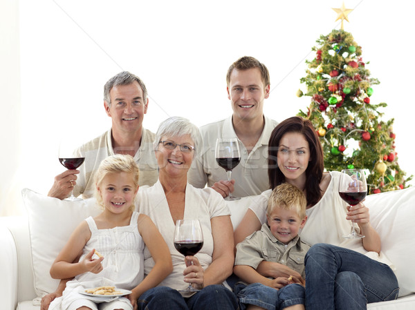 Família potável vinho alimentação doces natal Foto stock © wavebreak_media