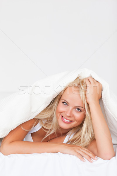 Retrato mujer dormitorio cara belleza relajarse Foto stock © wavebreak_media