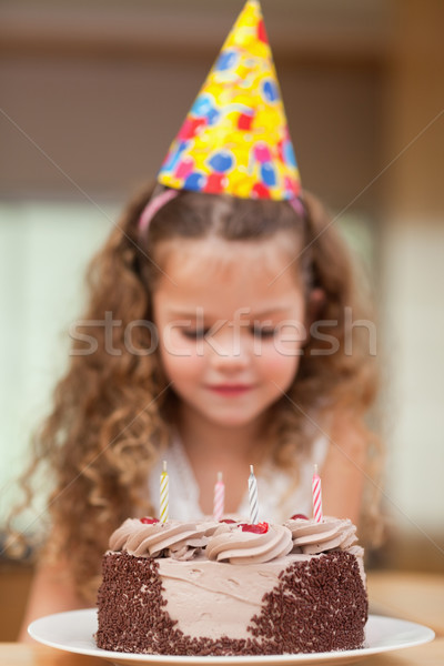 Fatia bolo little girl comida festa casa Foto stock © wavebreak_media