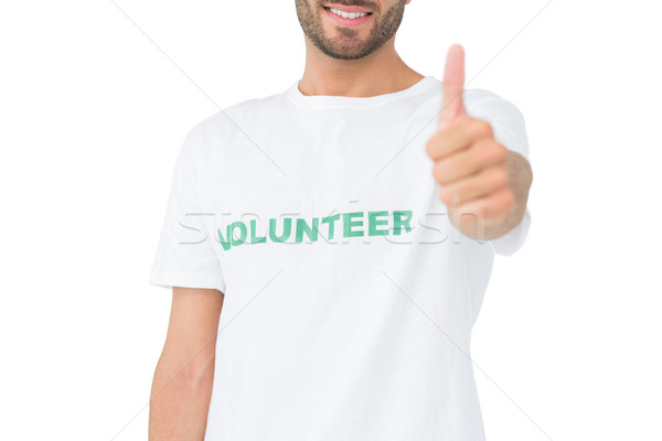 Közelkép boldog férfi önkéntes gesztikulál remek Stock fotó © wavebreak_media