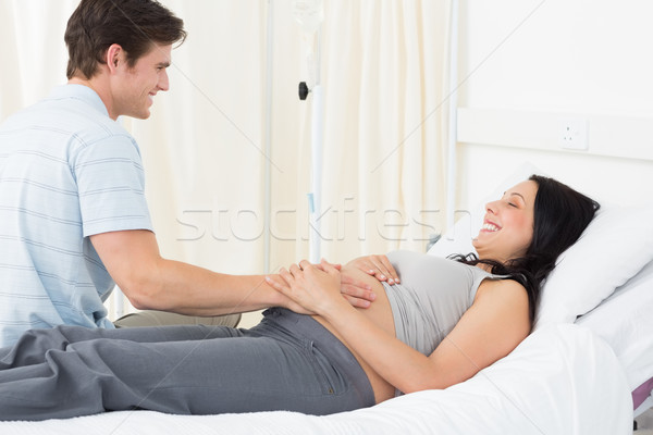 Bekleyen çift hastane adam oturma hamile kadın Stok fotoğraf © wavebreak_media