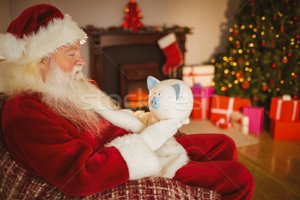 Apa karácsony tart persely otthon nappali Stock fotó © wavebreak_media