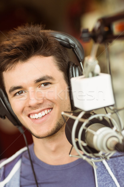 Portré egyetemi hallgató audio stúdió rádió boldog Stock fotó © wavebreak_media