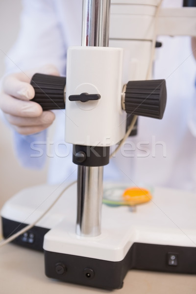 Food scientist looking at egg yolk through microscope Stock photo © wavebreak_media