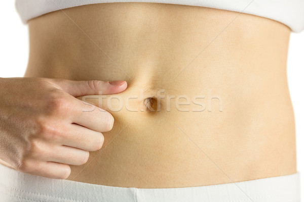 Foto stock: Esbelto · mulher · barriga · branco · feminino · em · pé