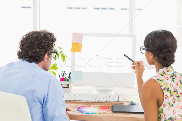 Nachdenklich Business Mitarbeiter arbeiten Büro Sitzung Stock foto © wavebreak_media