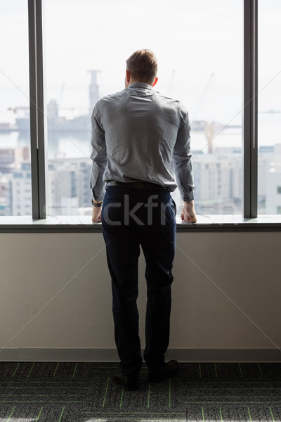 Widok z tyłu wykonawczej patrząc okno biuro człowiek Zdjęcia stock © wavebreak_media