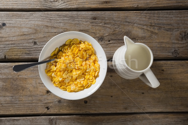 Bowl of wheaties cereal and milk with spoon Stock photo © wavebreak_media
