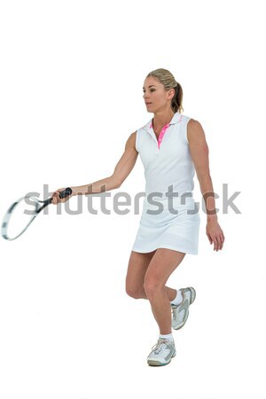 Atlet oynama tenis raketi beyaz kadın spor Stok fotoğraf © wavebreak_media