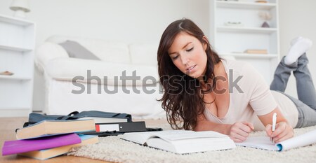 Schönen weiblichen Lesung Handbuch Stock home Stock foto © wavebreak_media